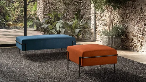 pouf with metal frame and cushion