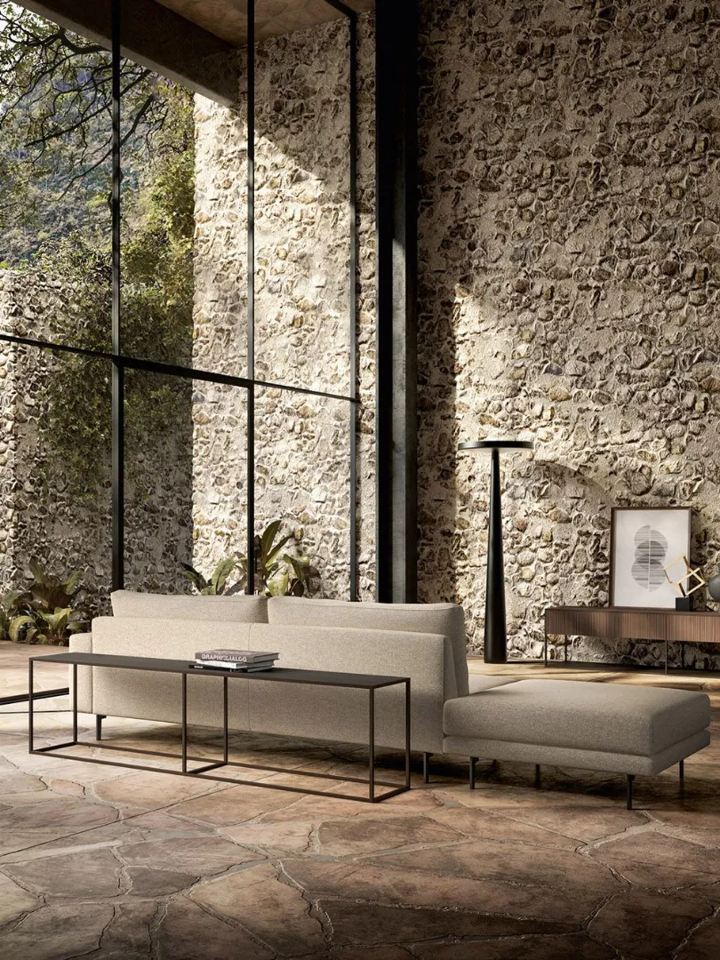 metal bench with laminam top