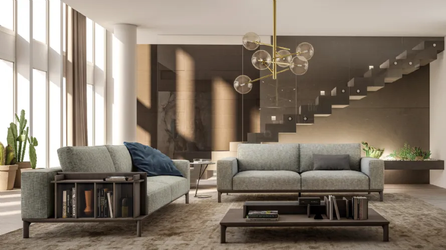 pair of Leonard fabric sofas