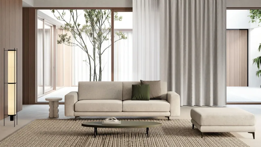 White Zar sofa with pouf
